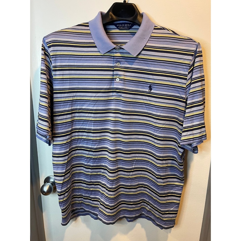 Polo Golf Ralph Lauren Mens XL Blue Striped Pima Cotton Short Sleeve Polo Shirt